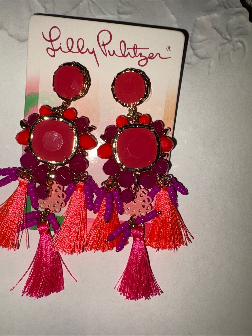 Lilly Pulitzer STATEMENT tassel earrings - Picture 1 of 8